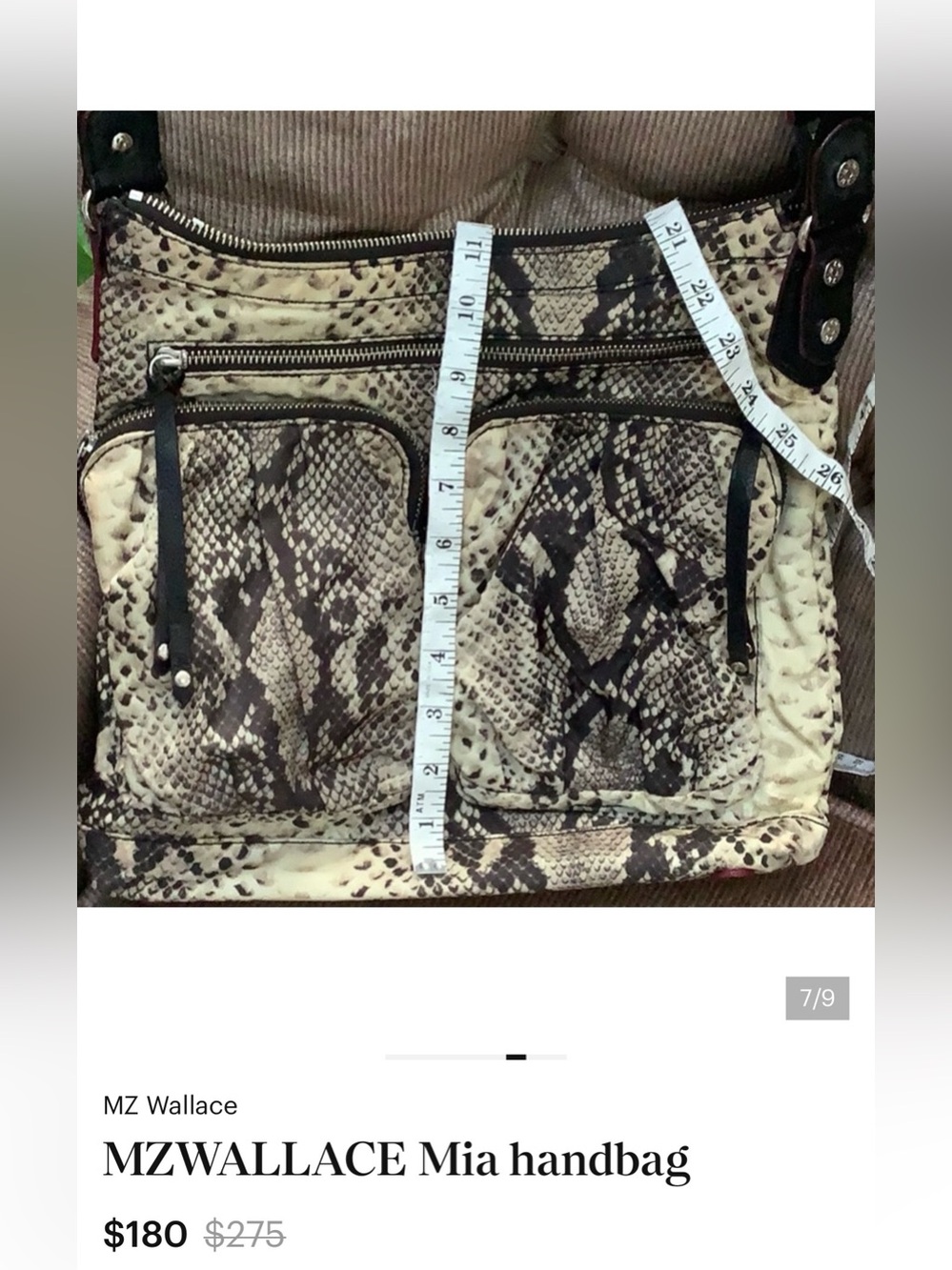 NWOT MZ Wallace  MIA Snake-Print Crossbody Bag in Beige and Black - Picture 7 of 16